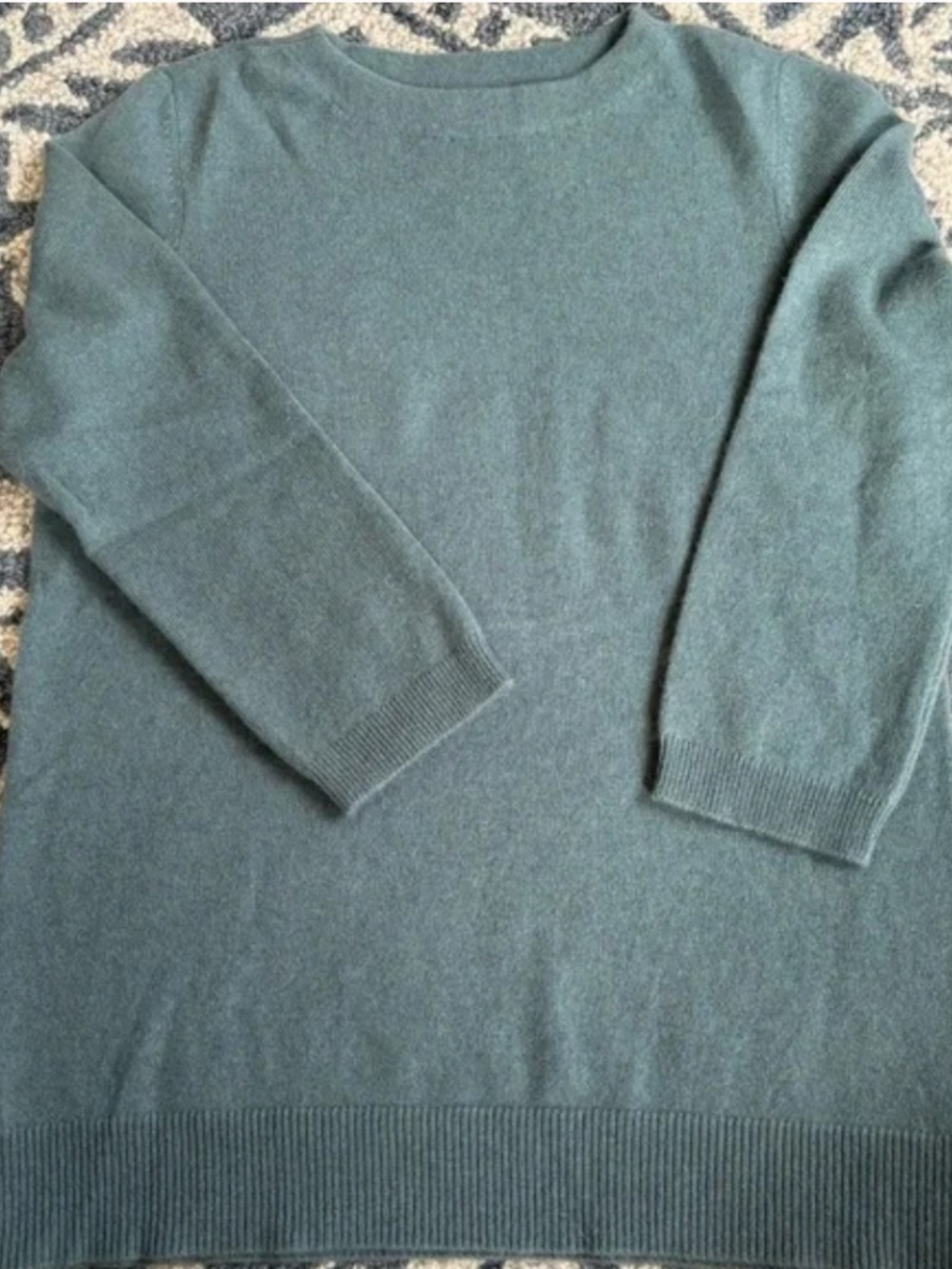 Cynthia Rowley 100% Cashmere 3/4 sleeve sweater Blue Green EUC